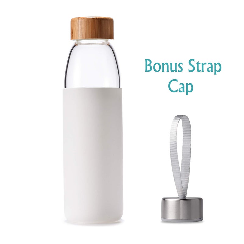 veegoal 18 Oz Borosilicate Glass Water Bottles with Bamboo Lid, BPA-FREE, Non-Slip Silicone Sleeve, and Stainless Steel Leak Proof Lid - Reusable Glass Bottle for Men and Women - Image 2